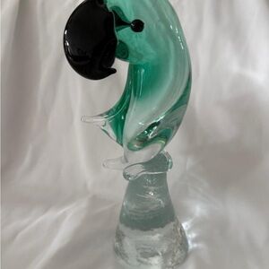 RARE VINTAGE HAND BLOWN MURANO ART GLASS 8" TALL MULTI COLORED PARROT FIGURINE